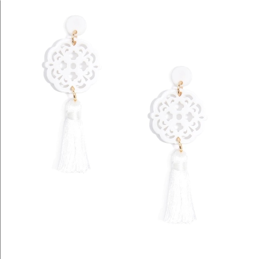Allure Tassel Drop Earrings in White